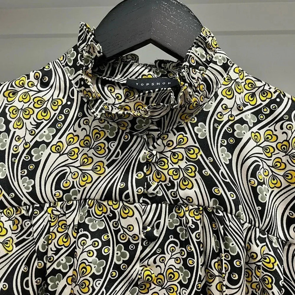 Topshop IDOL paisley mini dress in multi w/ long puff sleeves size 6 NWT Womens - Picture 10 of 14